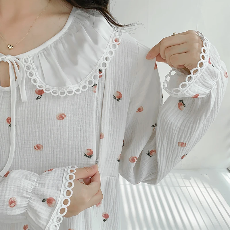 100% de gasa doble de algodón, conjuntos de ropa de dormir de maternidad y lactancia, pijamas de alimentación sueltos de verano, trajes para embarazo posparto, salón en casa - imagen 3