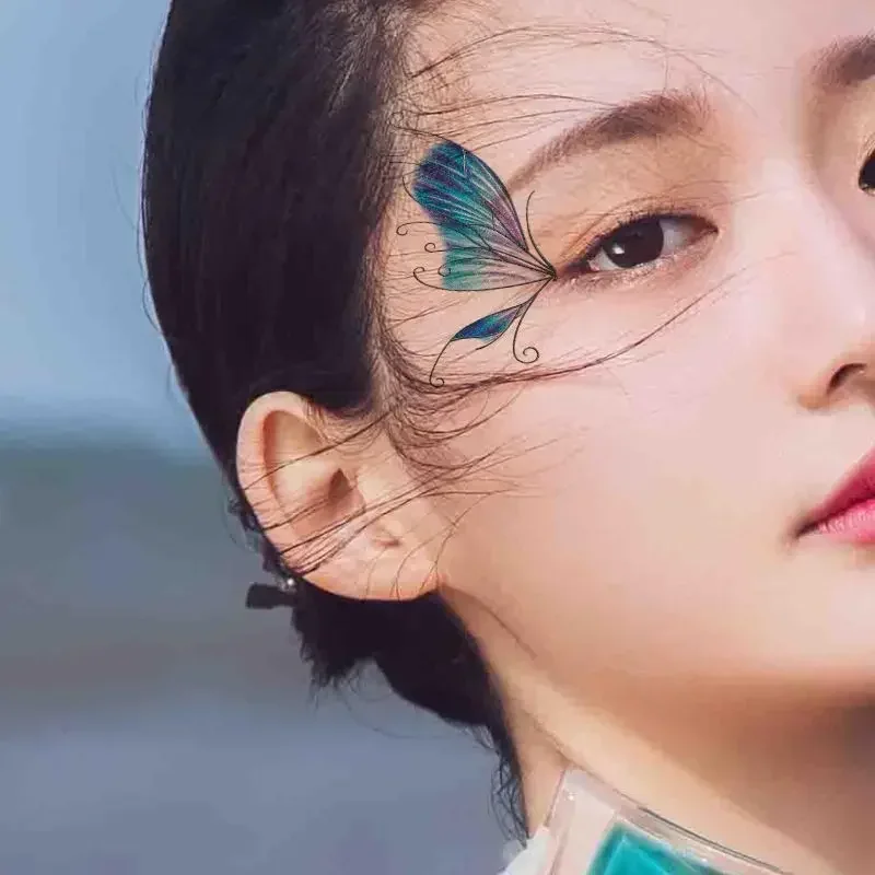 Pegatinas de tatuaje impermeables de alas de mariposa brillantes, Canthus, pegatinas de tatuaje de brazo Facial, maquillaje de ojos, pegatinas Diy, decoración de pasarela - imagen 2