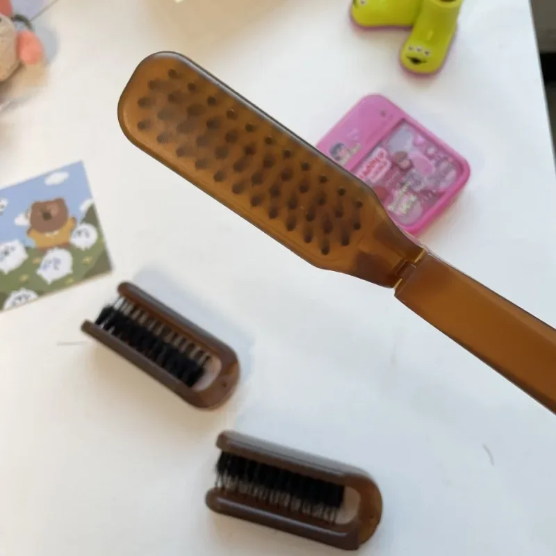 Peines para el cabello de melena de cerdo, peines de masaje para estilizar la cabeza, cepillo de pelo antiestático plegable portátil para mujer, accesorios de estilismo para peluquero - imagen 5