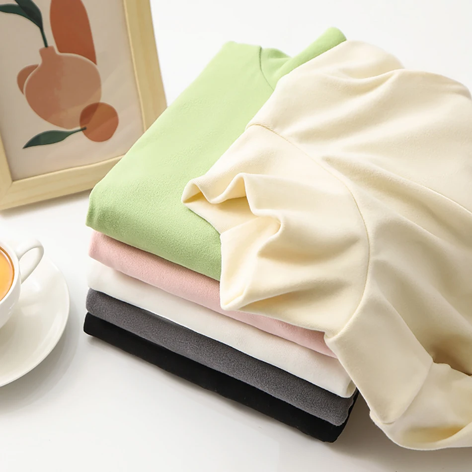 Camisetas de manga larga para niños, Cuello medio alto, camisetas versátiles de Color sólido, ropa cómoda de moda para niños, Otoño e Invierno - imagen 3