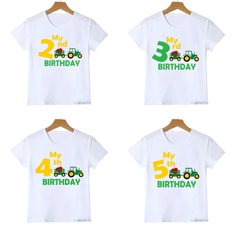 Camiseta cumpleaños tractor para niño (números 2-6)