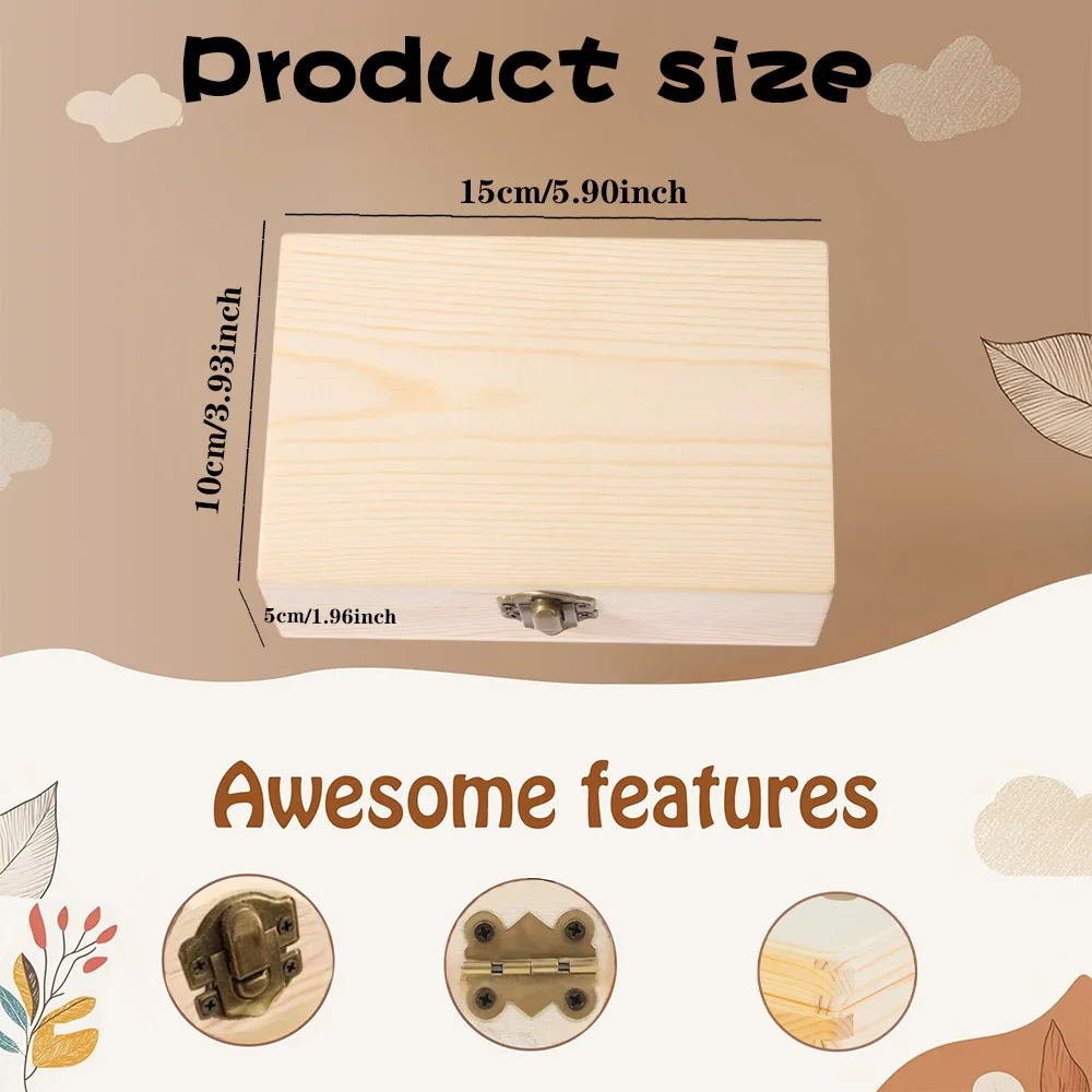 Caja de recuerdos en madera personalizada para bebé recién nacido - imagen 4