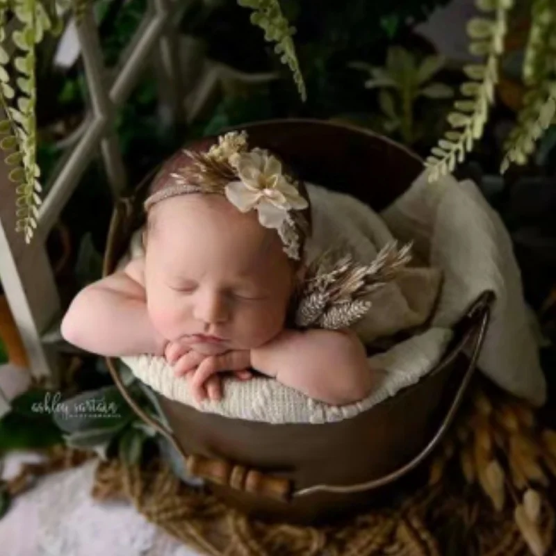 2 unids/set de accesorios para sesión de fotos de recién nacido, envolturas elásticas informales de Color sólido para bebé, mantas + almohada, accesorios de fotografía infantil - imagen 2