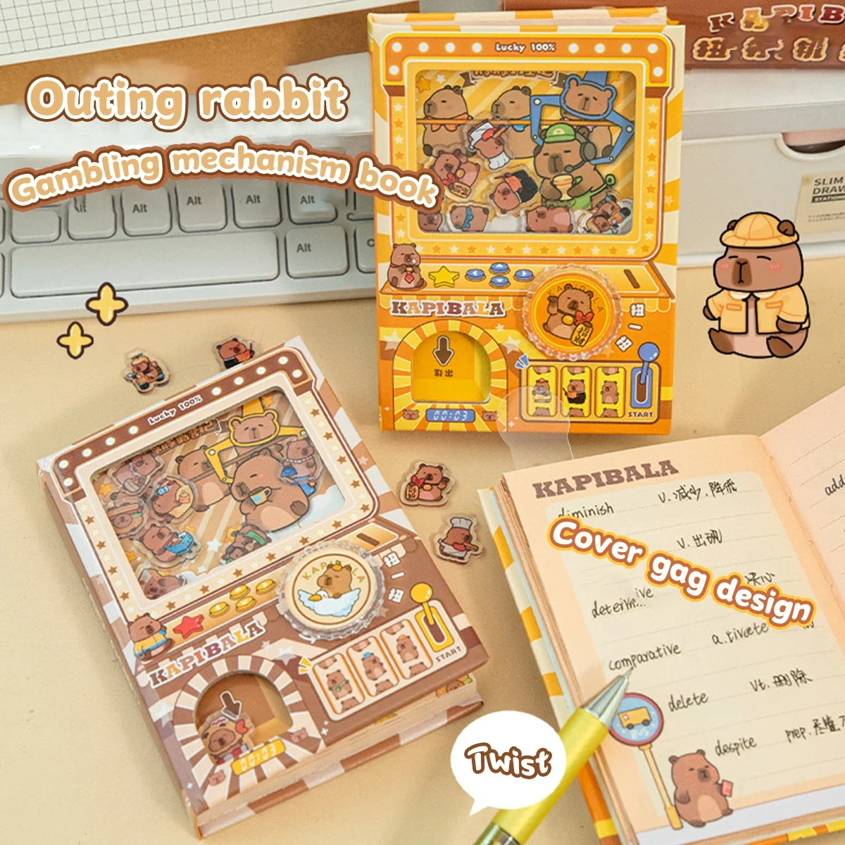 Tablero ocupado de capibara Kawaii, cuaderno sensorial para aliviar el estrés, juguete reutilizable para la vuelta a la escuela para estudiantes y niños, juguete de regalo educativo