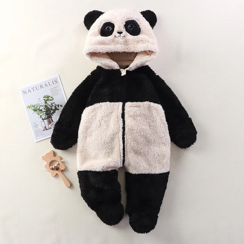 Baby Home Onesie Otoño e Invierno bebé lindo dibujos animados Panda conejo oso Onesie salir bata de felpa - imagen 2