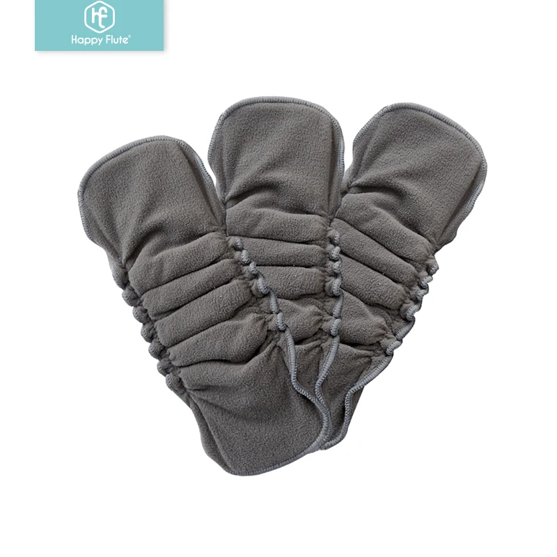 Happyflute-inserto elástico de carbón de bambú, reutilizable y absorbente, inserto de pañal para bebé, pañal de tela lavable
