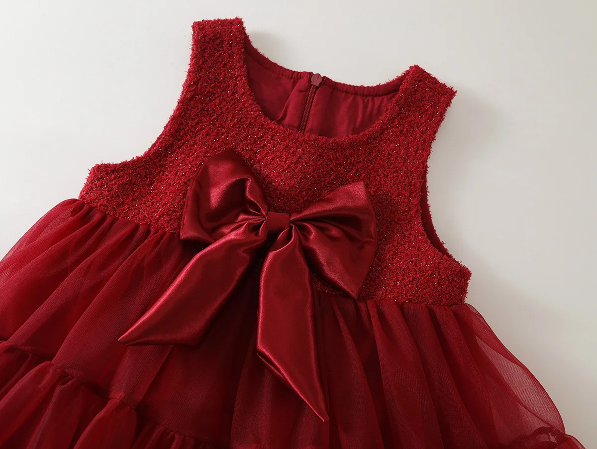 Vestido de tul sin mangas con lazo para niñas - Princesa de fiesta - imagen 3