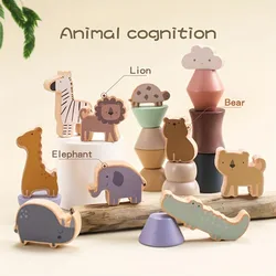 Juguetes apilamiento madera Montessori – Bloques animales y equilibrio
