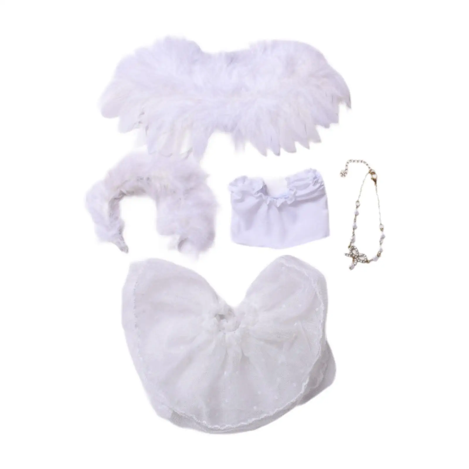 Dolls Angel Wing Lace Set Outfits Accessory Miniature Clothes Costume for 15-17cm Dolls Girl Dolls Thanksgiving Gifts