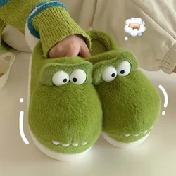 Zapatillas de casa de invierno de tacón plataforma estilo cocodrilo