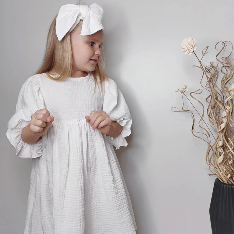 Vestido de algodón orgánico doble gasa con bolsillos para niña - imagen 4