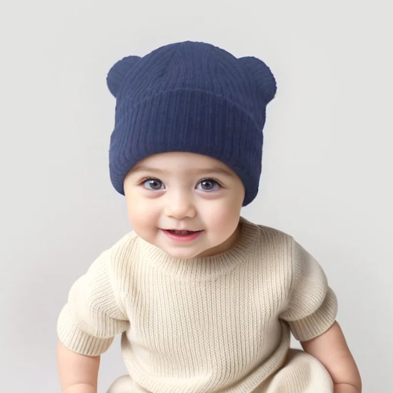 Gorro de punto oso bebé invierno cálido Unisex - imagen 2