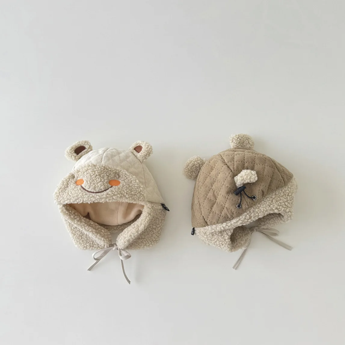 Gorro cálido de invierno para bebés recién nacidos, niños y niñas, gorro con protección para los oídos para bebés, gorros a prueba de viento para exteriores de Color sólido para niños pequeños - imagen 2