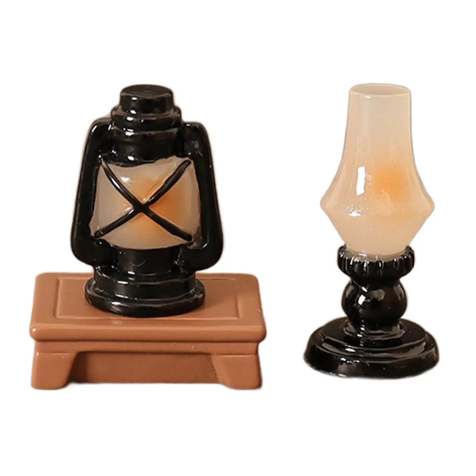 1:6 1:12 Miniature Fashion Oil Lamp Toy Set for Bedroom Home DIY Accessory