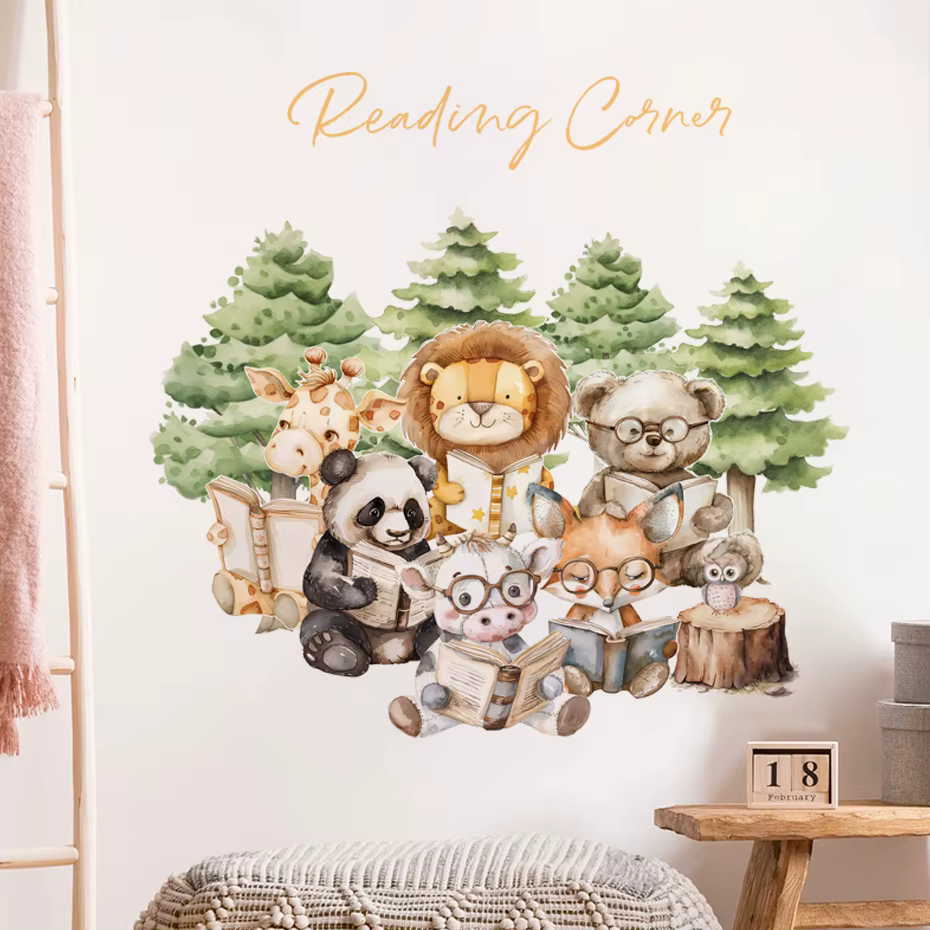 Pegatinas de pared animales dibujos animados habitación infantil - imagen 2