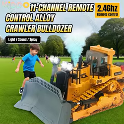Bulldozer RC 2,4 Ghz vehículo de ingeniería 9/11CH con pista de pulverización de sonido ligero construcción excavadora de volquete de coche fundido a presión para Navidad