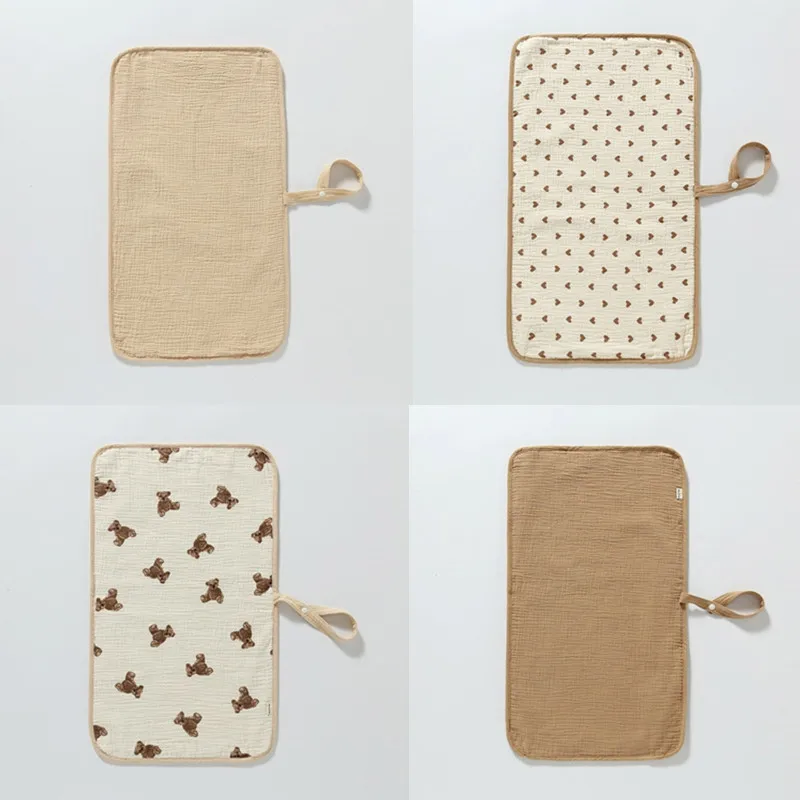 Cambiador de pañales de algodón para bebé, 2 piezas, impermeable, doble capa, transpirable, portátil, recién nacido - imagen 5