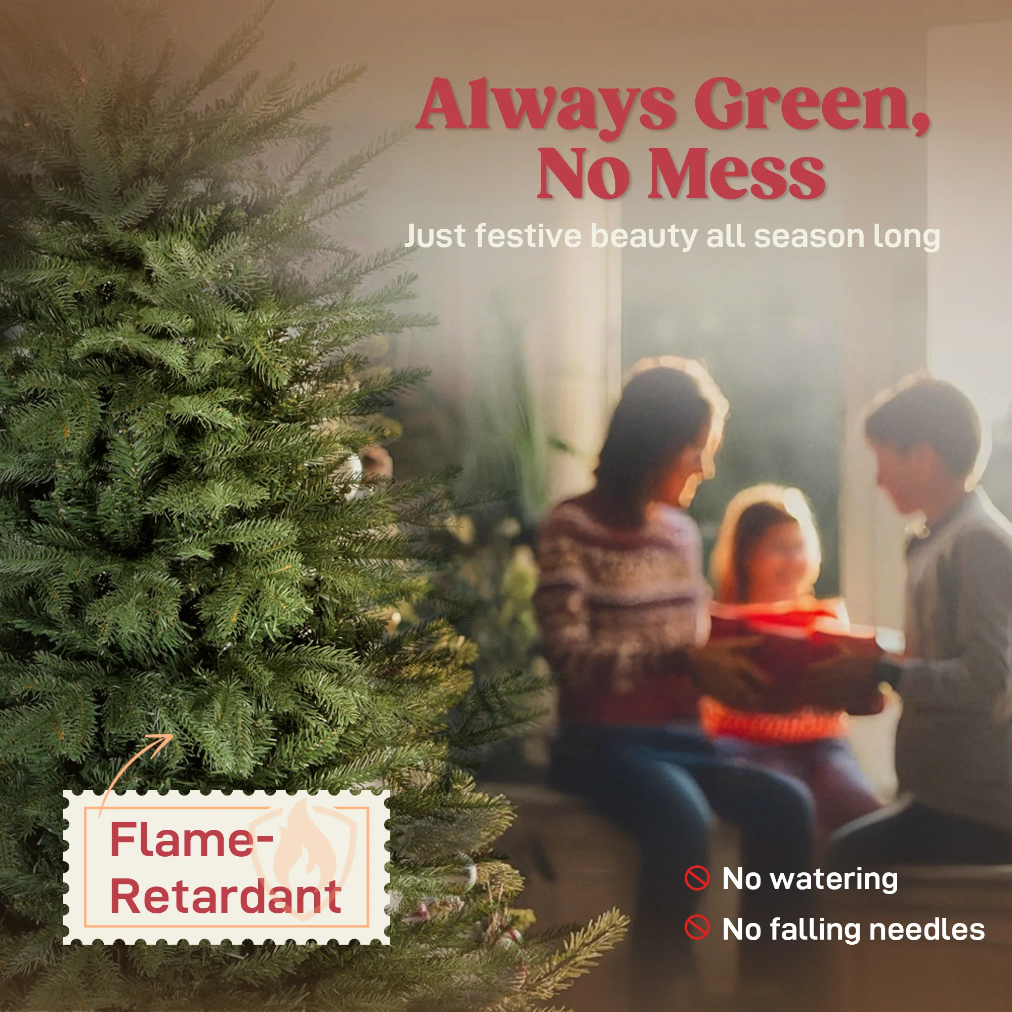 HOMCOM Árbol de Navidad Artificial, Árbol de Navidad con Ramas Densas, Soporte Metálico Plegable, Fácil Montaje, para Salón, Interior - imagen 4