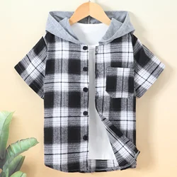 Camisa a cuadros con capucha para niño – Estilo informal verano