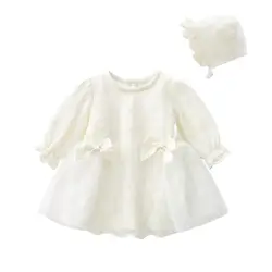 Vestido bebé princesa con lazo de pana manga larga - 6-24m - primavera