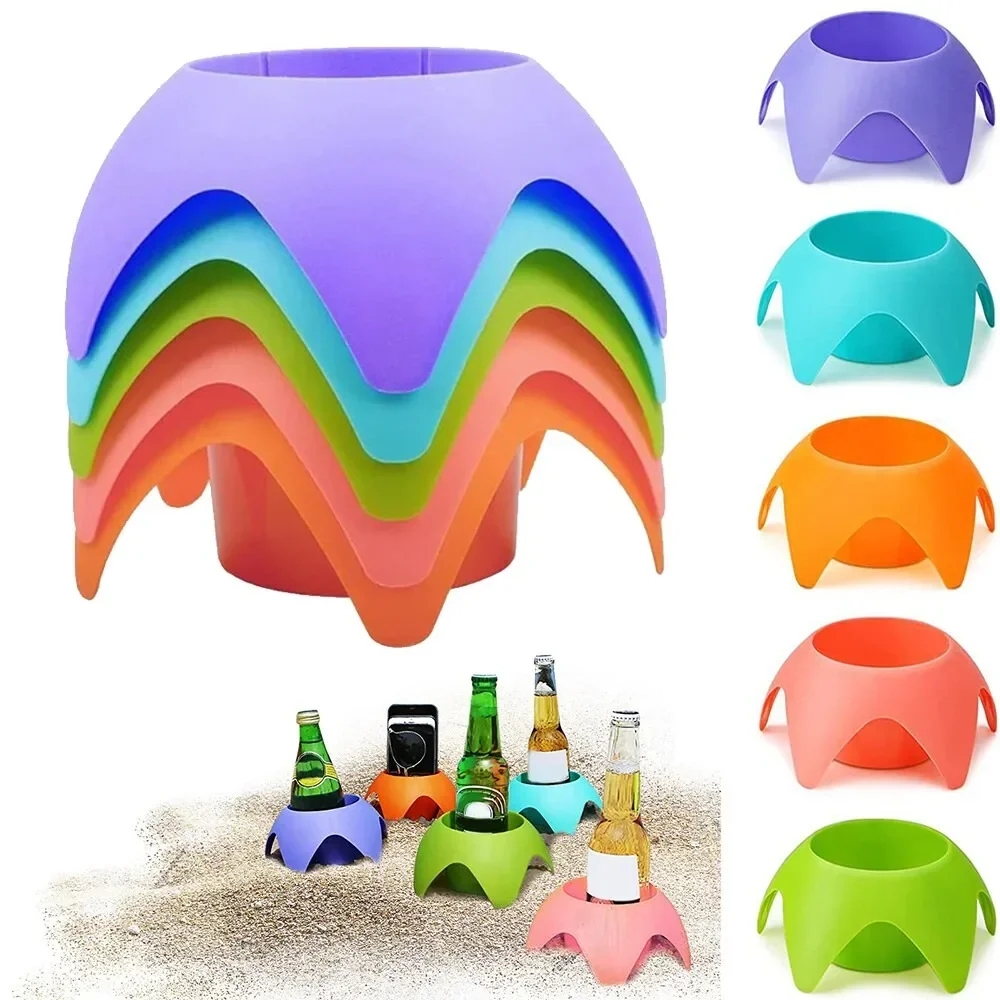 Portavasos de arena para playa infantil con soporte estable