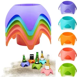 Portavasos de arena para playa infantil con soporte estable