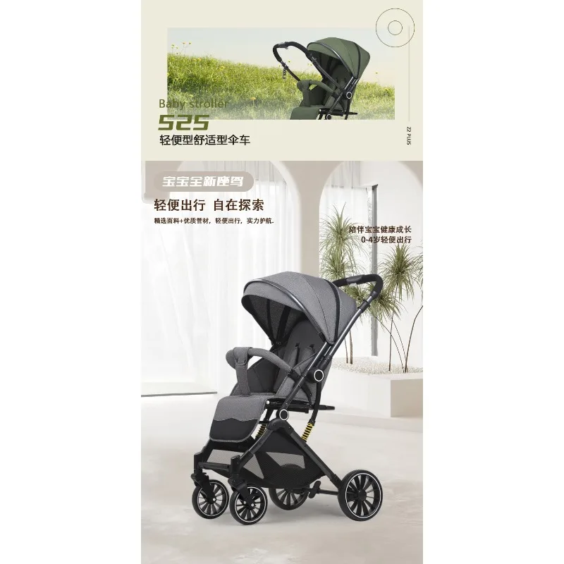 Cochecito de empuje bidireccional, carrito de bebé ligero, sentado y tumbado con paisaje alto - imagen 3