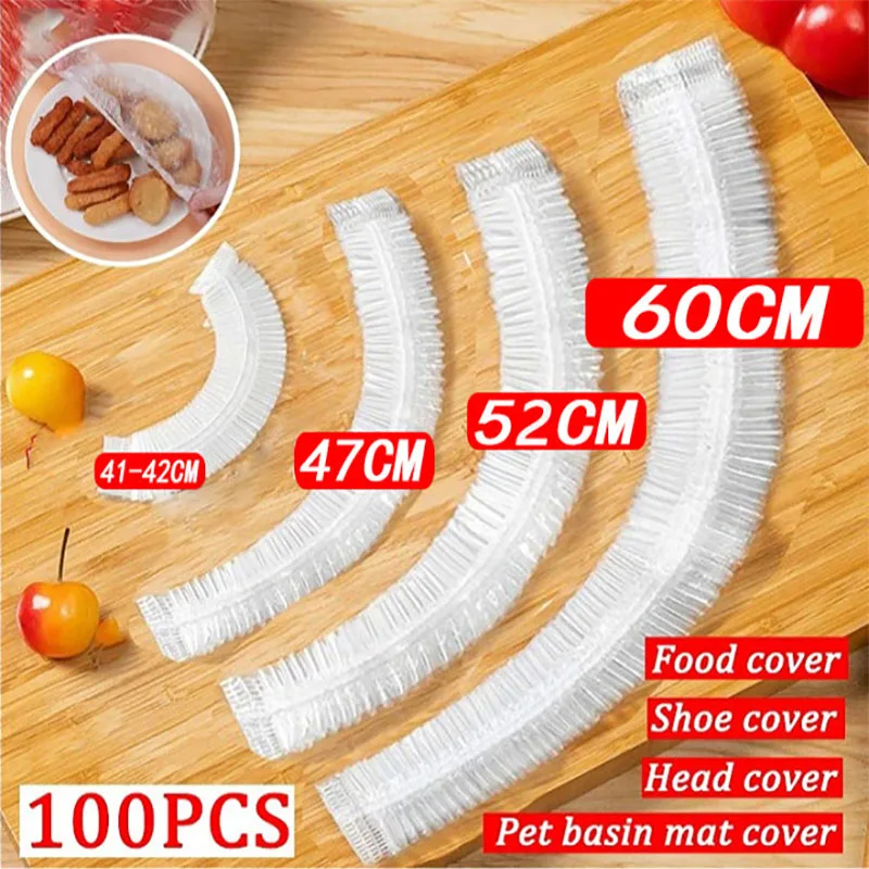 50 Uds. Cubierta desechable para alimentos, envoltura de plástico, bolsas de plástico de calidad alimentaria, bolsas de plástico elásticas, accesorios de almacenamiento de alimentos para bebés de cocina