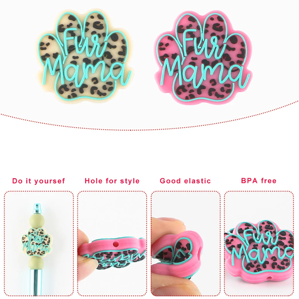 6 unids/lote de estilos para el día de la madre, gran oferta, cuentas focales de silicona para joyería DIY, llavero, collar, pulsera, accesorios de artesanía ﻿ - imagen 4