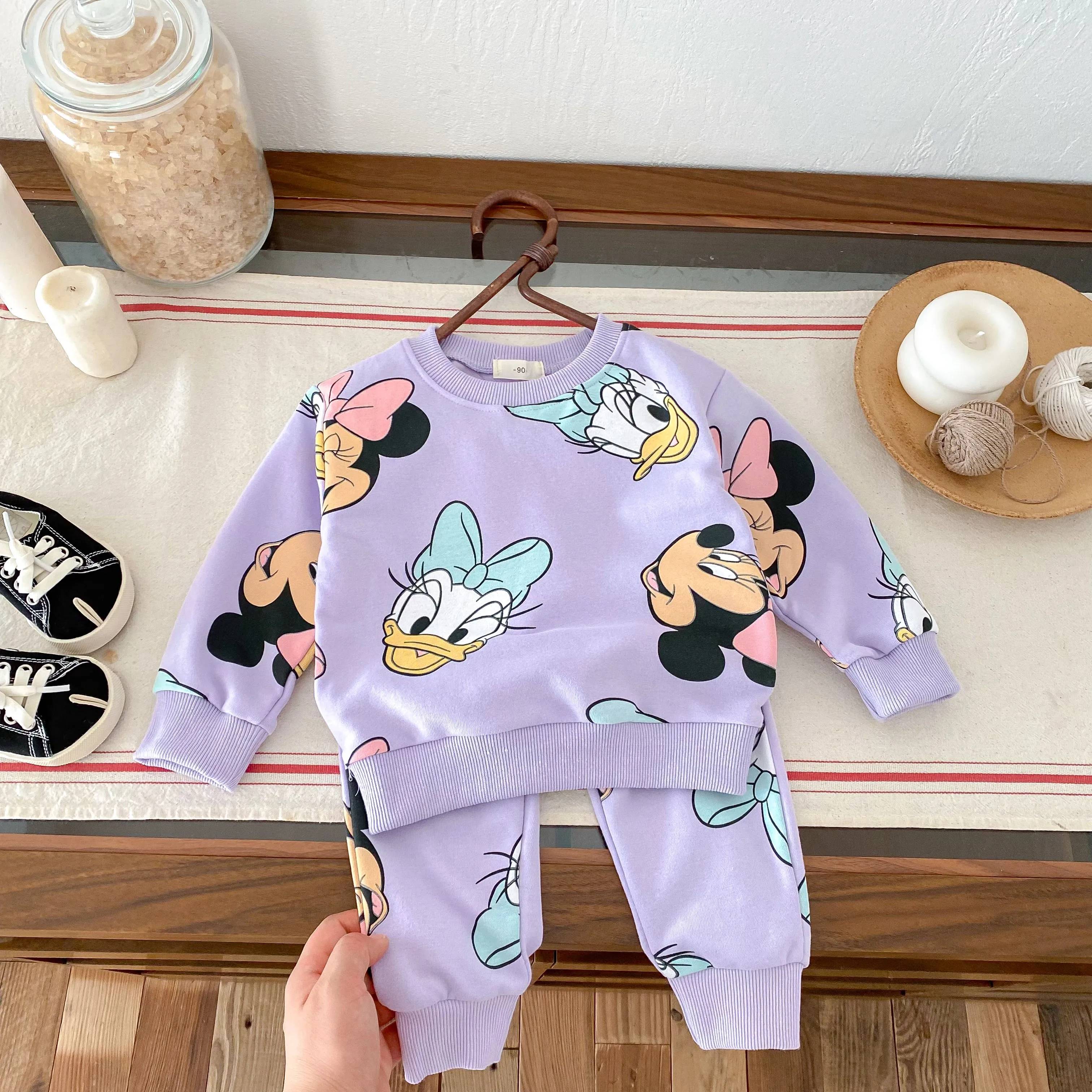 Chándales para niñas de 0 a 6 años, ropa de otoño, conjunto de sudadera de manga larga de dibujos animados de Minnie y Disney, disfraz para niños pequeños, trajes para bebés - imagen 4