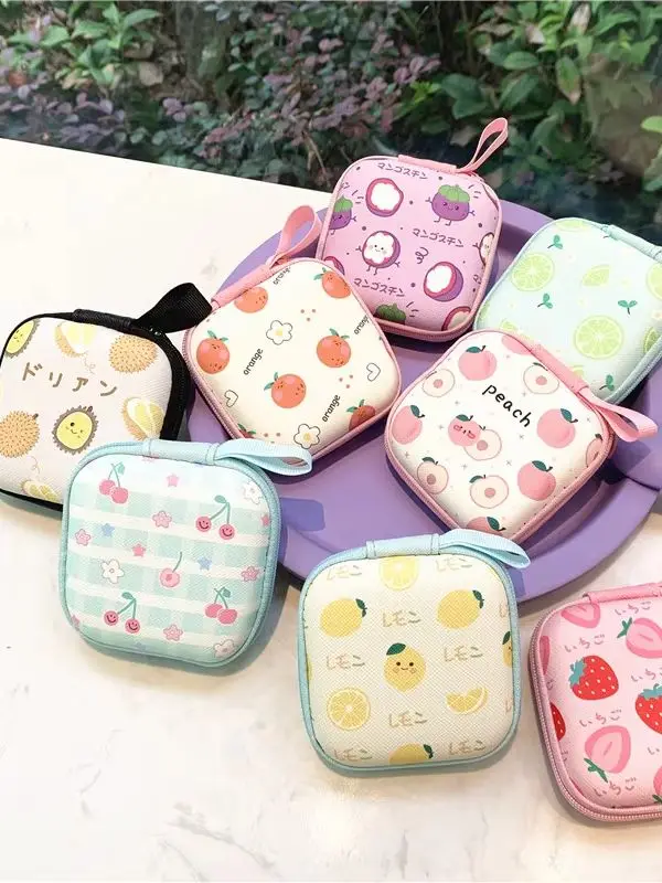 Mini estuche rígido con cremallera de dibujos animados para auriculares, bolsa portátil para auriculares, bolsa de almacenamiento para auriculares, organizador protector de cables USB - imagen 2