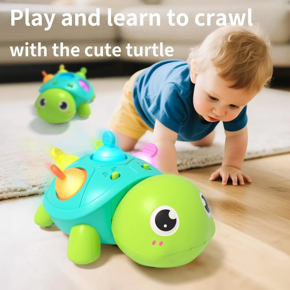 Tortuga Musical para gatear, juguetes para bebés Montessori, juguetes para gatear para bebés, mordedor de aprendizaje sensorial, juguete de tortuga Musical - imagen 2