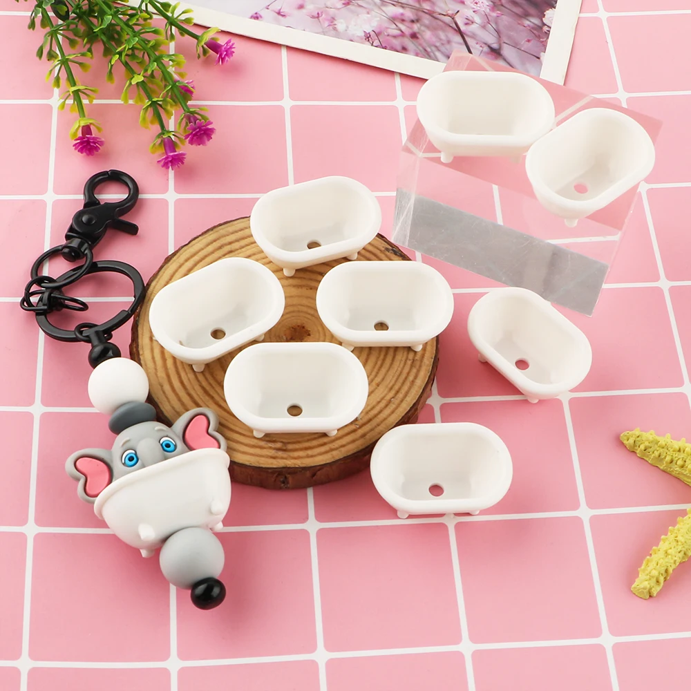 20 piezas de modelado de bañera blanca acrílica para llavero con colgante DIY, bolígrafo, Etc., productos hechos a mano Newideas - imagen 2