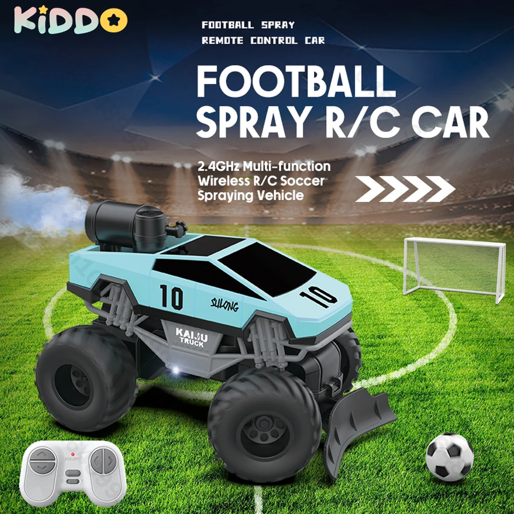 Coche RC Push Football 2,4G 1:24, juguete con pulverizador ligero, coche de Control remoto inalámbrico, portería de fútbol todoterreno, juguetes de fiesta para niños, Navidad - imagen 2