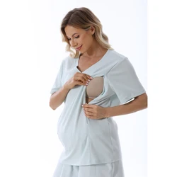 Camiseta de lactancia de algodón para embarazo y posparto cómoda