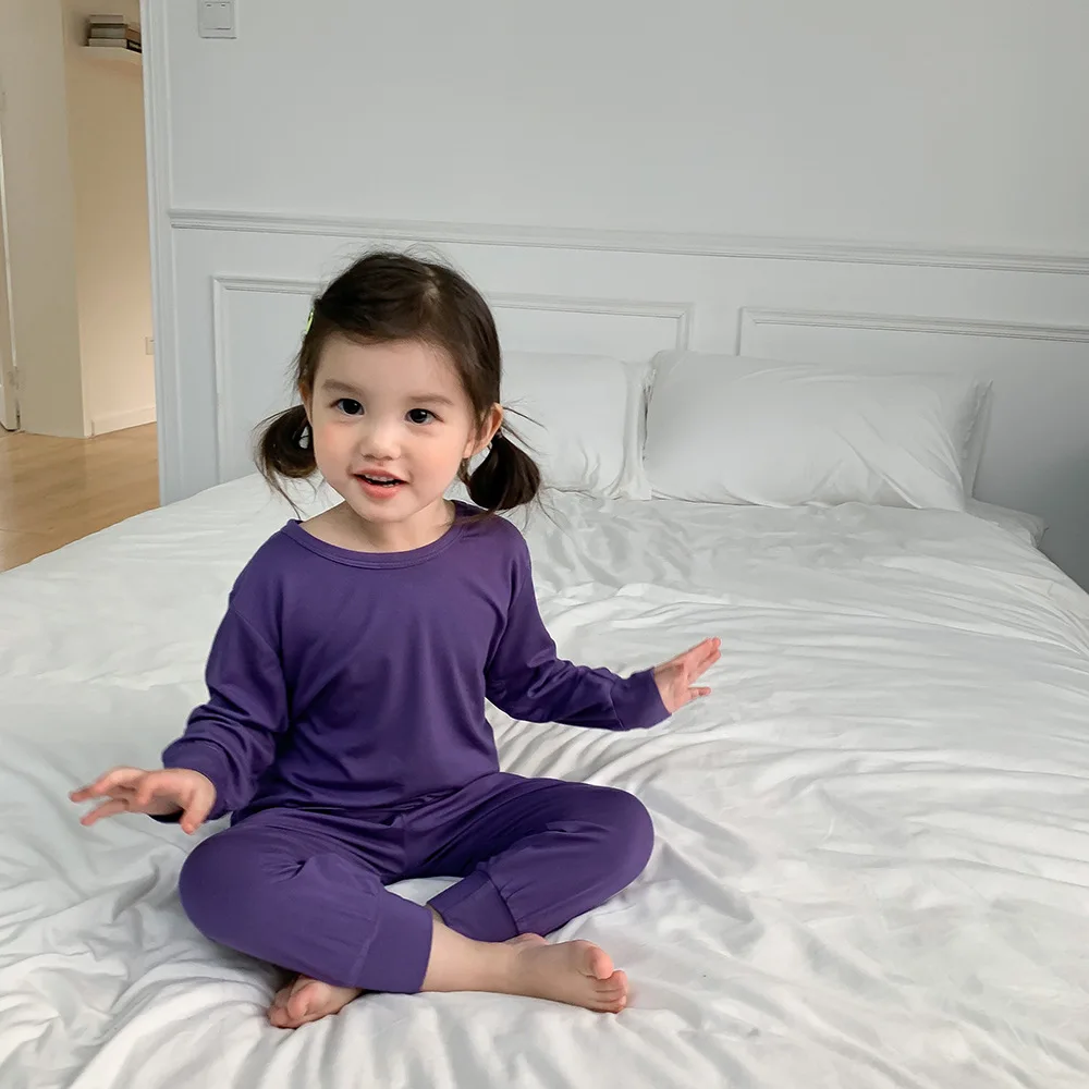 Conjunto de pijama infantil de modal cintura alta, estilo coreano