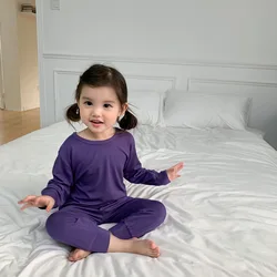 Conjunto de pijama infantil de modal cintura alta, estilo coreano
