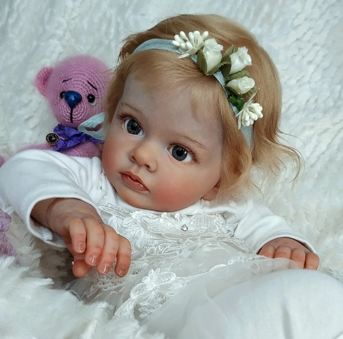 NPK-Kit de muñeco realista sin terminar, hecho a mano, alta cantidad, 24 pulgadas, piezas de bricolaje ya pintadas, Tutti con pelo rubio, bebé realista