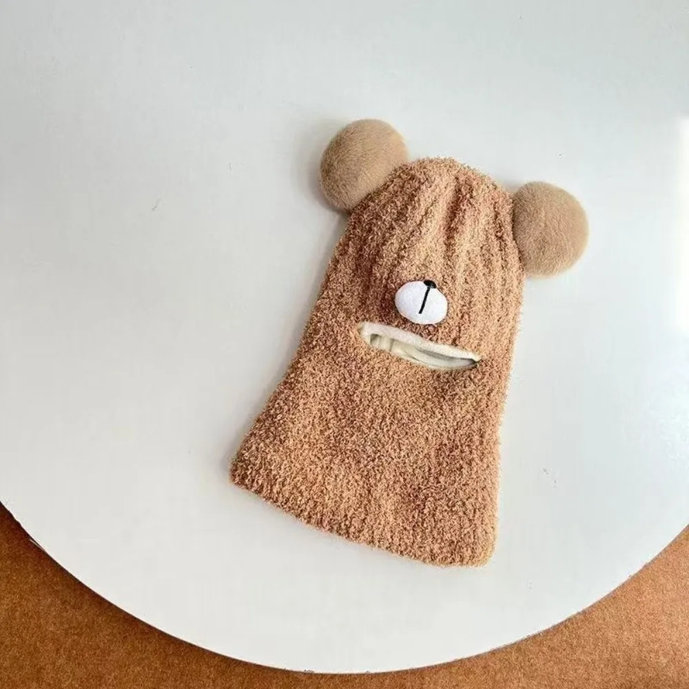 Nueva bufanda cálida máscara sombrero integrado a prueba de frío a prueba de viento calentador de cuello tejido lindo gorro de oso deportes al aire libre - imagen 3