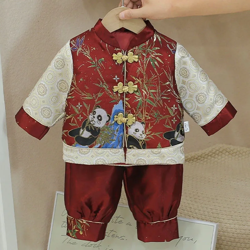 Conjunto infantil panda: camiseta manga larga y pants para bebé - imagen 4
