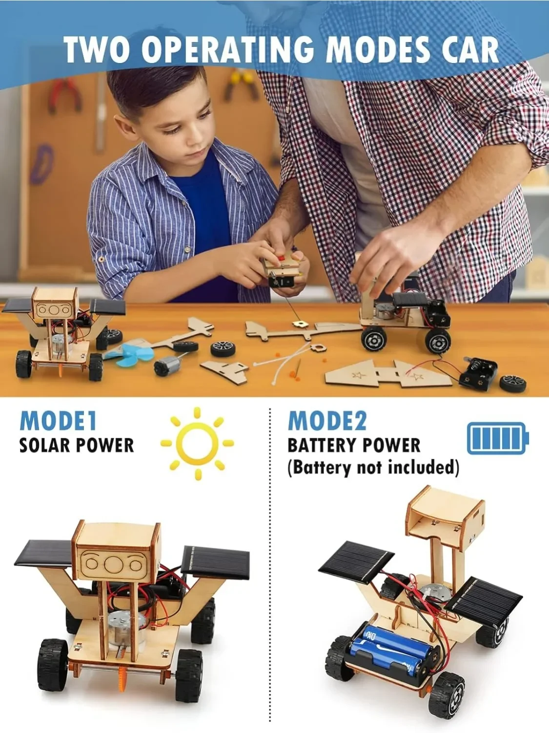 Kits de coches modelo STEM, rompecabezas de madera 3D, juguetes educativos, kits de manualidades de ciencia, juguete, Kit de construcción de madera, regalos de Halloween para niños - imagen 2