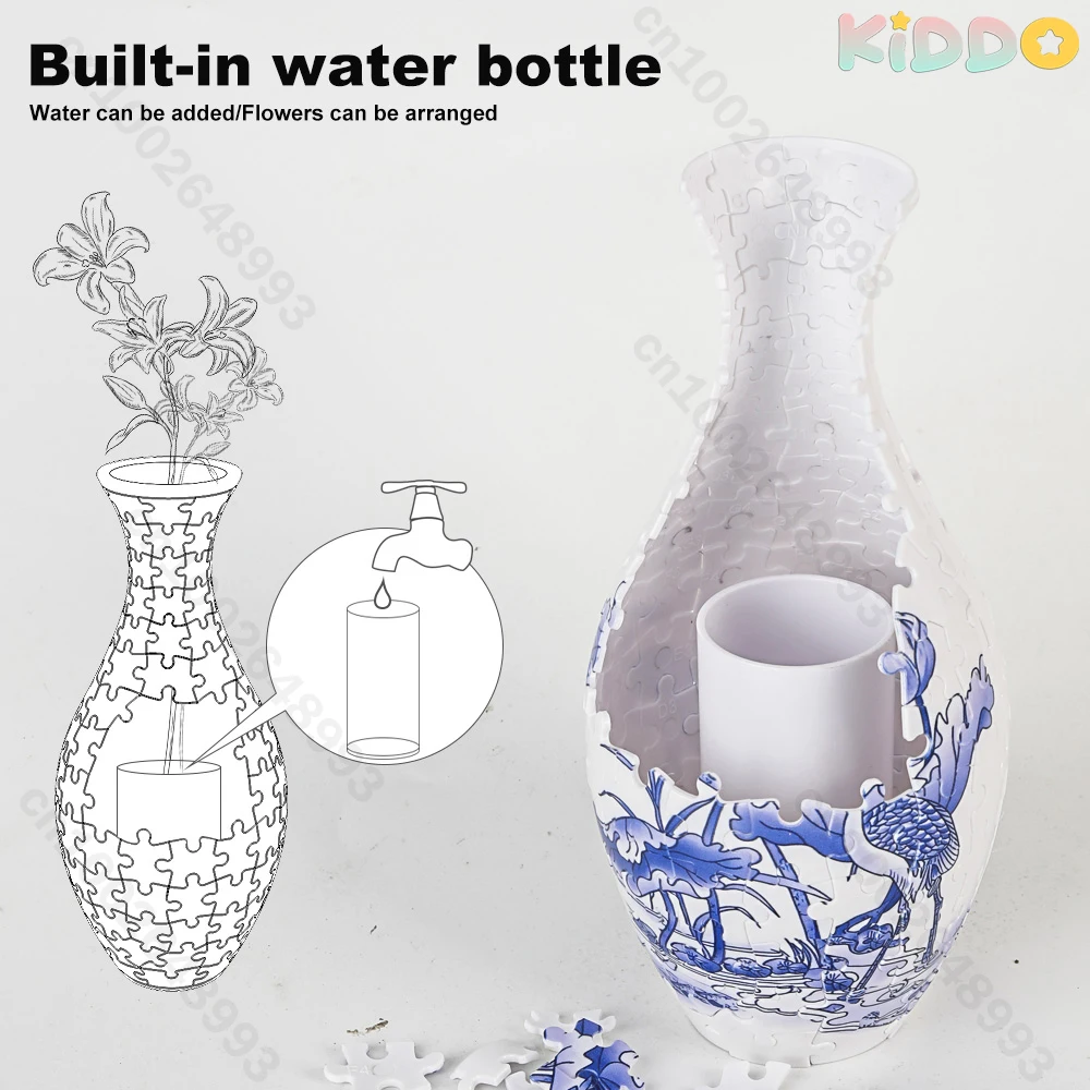 Rompecabezas 3D florero bloques de construcción florero único 160stk piezas de rompecabezas curvadas regalo de calentamiento de la casa para arreglos florales hogar