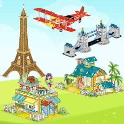 Rompecabezas 3D de cartón para niños - Castillo interactivo