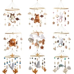 Sonajeros musicales con campana para cama de bebé, juguetes de fieltro suave, animales de dibujos animados para bebés, móviles para guardería, animales del bosque, juguetes para cuna