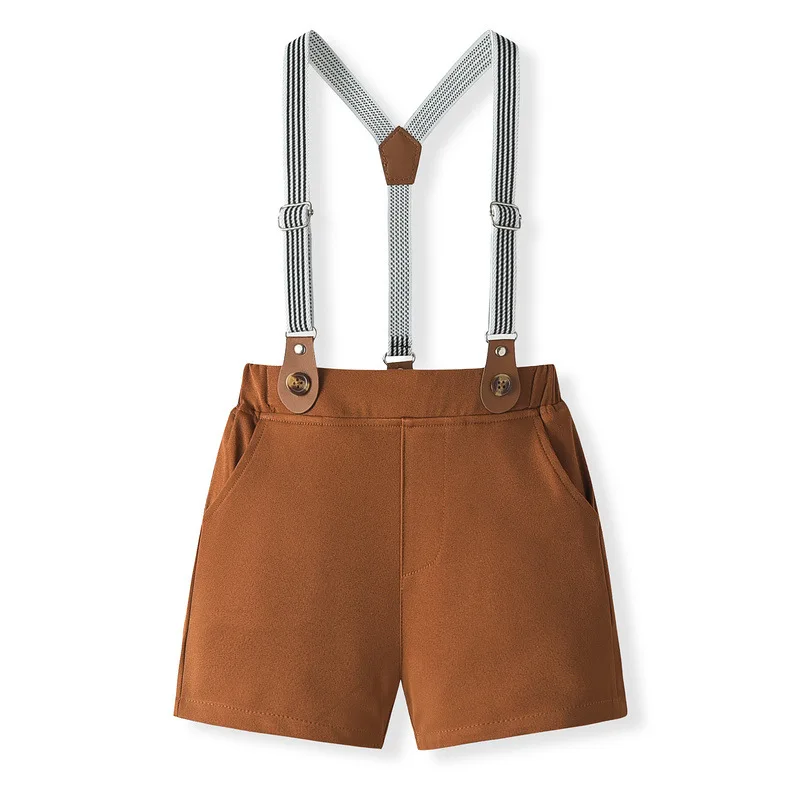 Conjuntos de 4 piezas de ropa de verano para bebés recién nacidos, moda coreana, Tops de manga corta con lazo para caballero + Pantalones cortos, ropa para niños pequeños B082 - imagen 5