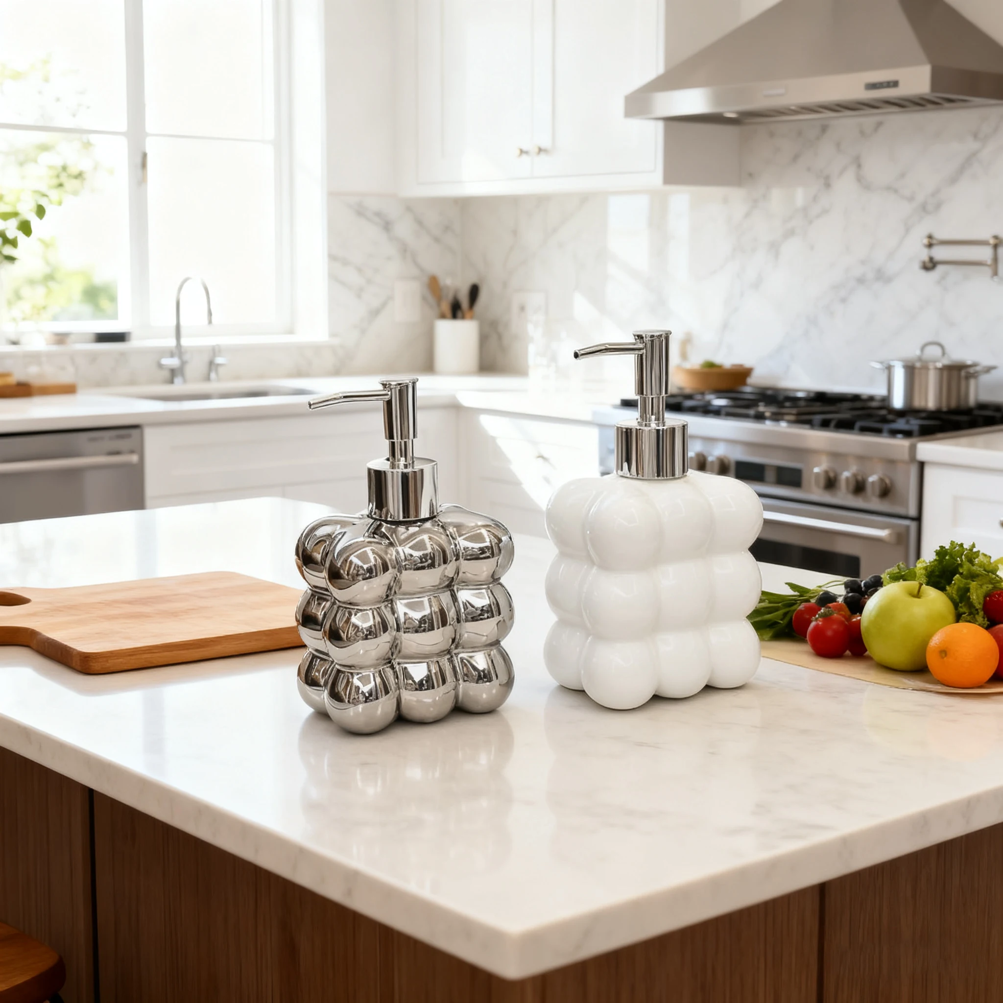 Botella desinfectante de manos de cerámica avanzada, botella vacía tipo prensa creativa, botella de loción, champú, botella dividida, Gel de ducha para inodoro - imagen 3