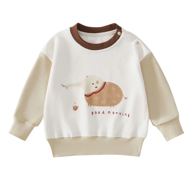 Milangel-Sudadera con capucha para bebé y niño de 0 a 4 años, Jersey informal con estampado de dibujos animados y cuello redondo, Otoño, 2024 - imagen 5