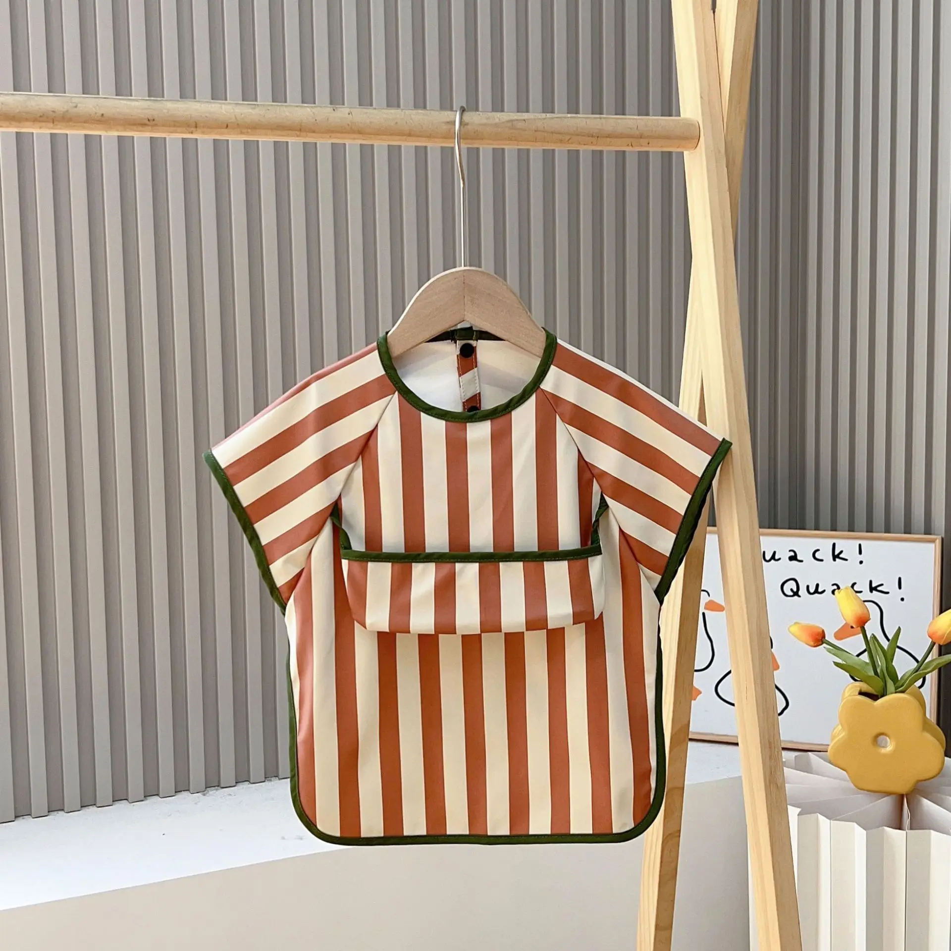 Baberos de alimentación impermeables para bebés, delantal tipo bata de manga corta con animales de dibujos animados, Baberos para bebés de 0 a 4 años - imagen 3