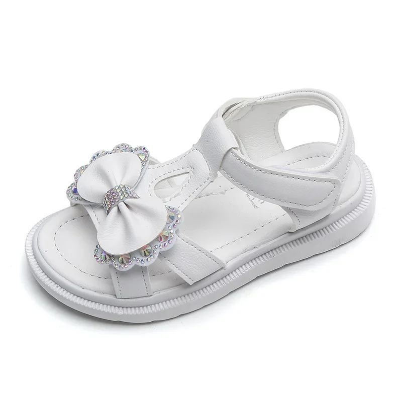 Zapatos informales de suela suave para niña, sandalias de princesa a la moda, zapatos de playa con diamantes de agua, sandalias con forma de lazo - imagen 4
