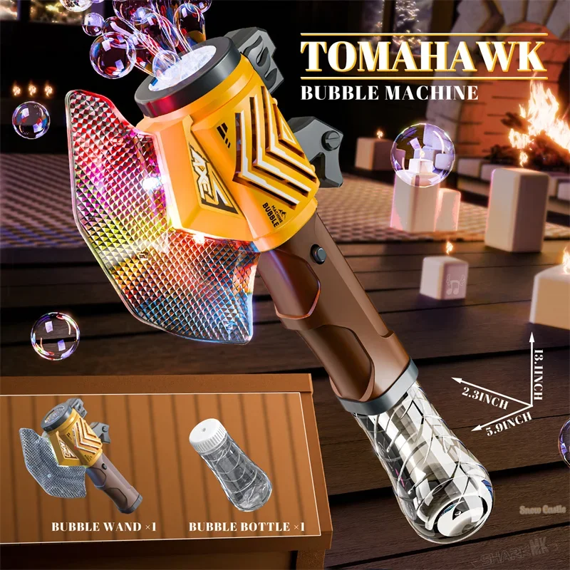 Pistola de burbujas de hacha, palo de burbujas de mano con luces, juguete automático de burbujas de jabón, juegos de fiesta al aire libre, juguetes para niños - imagen 5